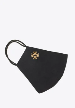 Maseczka bawełniana profilowana ze złotym monogramem czarna>WITTCHEN Discount