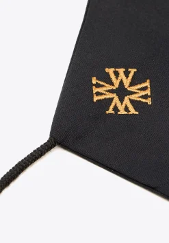 Maseczka bawełniana profilowana ze złotym monogramem czarna>WITTCHEN Discount