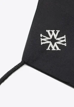 Maseczka bawełniana profilowana z białym monogramem czarna>WITTCHEN Online