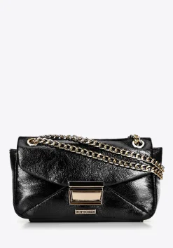 Minitorebka crossbody z połyskującej ekoskóry czarna>WITTCHEN New