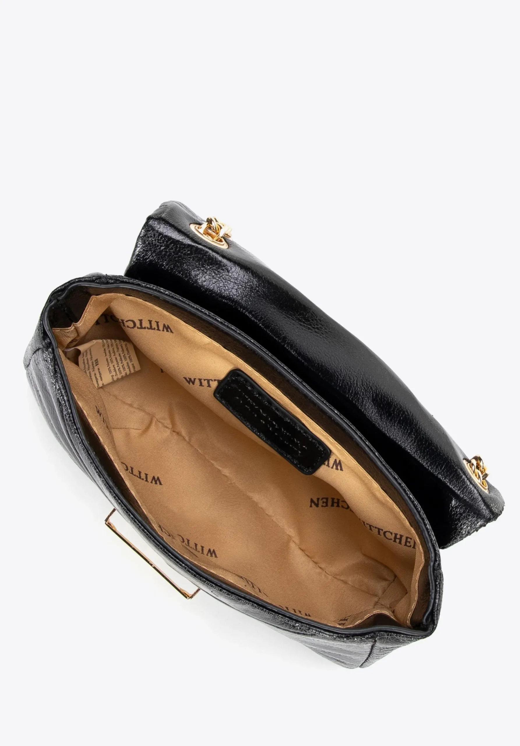 Minitorebka crossbody z połyskującej ekoskóry czarna>WITTCHEN New