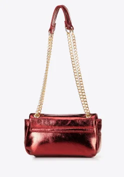 Minitorebka crossbody z połyskującej ekoskóry czerwona><noscript><img data-lazyloaded=