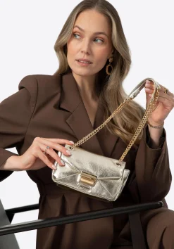 Minitorebka crossbody z połyskującej ekoskóry złota>WITTCHEN Sale