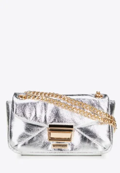 Minitorebka crossbody z połyskującej ekoskóry srebrna>WITTCHEN Online