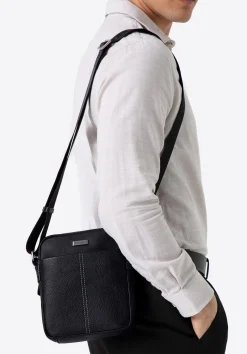 Męska listonoszka ze skóry naturalnej z przeszyciem czarna>WITTCHEN Fashion