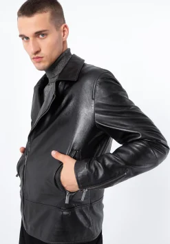 Męska ramoneska skórzana klasyczna hebanowa>WITTCHEN Fashion