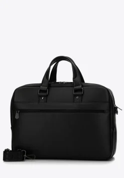 Męska torba na laptopa 15,6” z ekoskóry dwukomorowa czarna>WITTCHEN Outlet