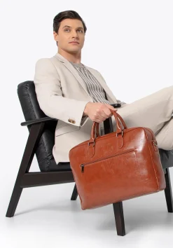 Męska torba na laptopa 16” z imitacji skóry brązowa>WITTCHEN Outlet
