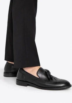 Męskie mokasyny ze skóry z perforacjami czarne>WITTCHEN Fashion