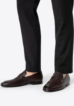 Męskie mokasyny ze skóry z klamrą na pasku ciemny brąz>WITTCHEN Fashion