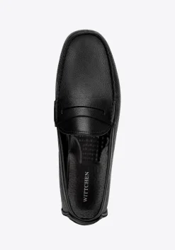 Męskie półbuty slip-on ze skóry czarne><noscript><img width=