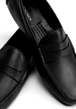 Męskie półbuty slip-on ze skóry czarne><noscript><img width=