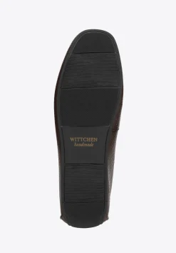 Męskie półbuty slip-on ze skóry brązowe><noscript><img width=
