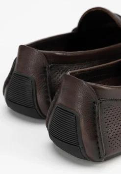 Męskie półbuty slip-on ze skóry brązowe><noscript><img width=