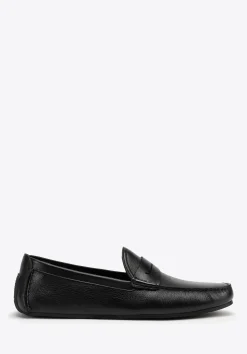 Męskie półbuty slip-on ze skóry naturalnej czarne>WITTCHEN Sale