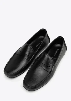 Męskie półbuty slip-on ze skóry naturalnej czarne>WITTCHEN Sale