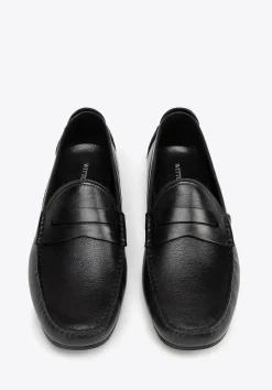 Męskie półbuty slip-on ze skóry naturalnej czarne><noscript><img width=