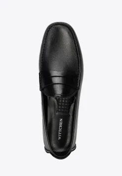 Męskie półbuty slip-on ze skóry naturalnej czarne><noscript><img width=