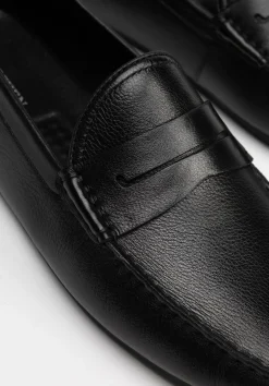 Męskie półbuty slip-on ze skóry naturalnej czarne><noscript><img width=