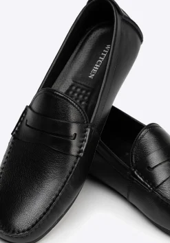 Męskie półbuty slip-on ze skóry naturalnej czarne><noscript><img width=