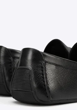 Męskie półbuty slip-on ze skóry naturalnej czarne><noscript><img width=