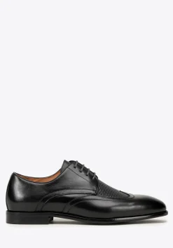 Męskie półbuty wizytowe skórzane z plecionką czarne>WITTCHEN Fashion