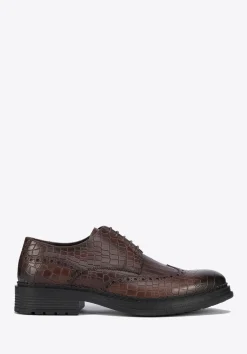 Męskie półbuty ze skóry croco brązowe>WITTCHEN Fashion