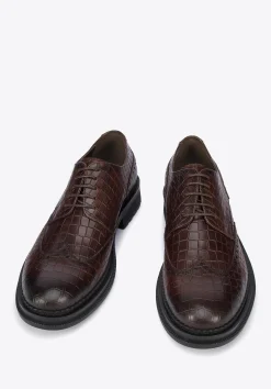 Męskie półbuty ze skóry croco brązowe>WITTCHEN Fashion