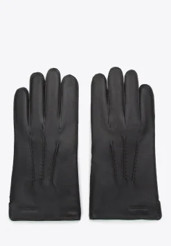 Męskie rękawiczki skórzane z marszczeniami czarne>WITTCHEN Sale