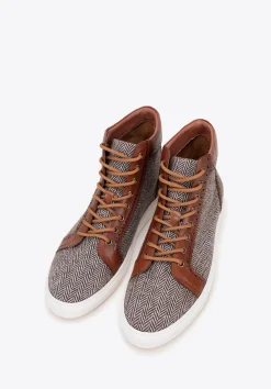 Męskie sneakersy skórzane wysokie brązowe>WITTCHEN Fashion