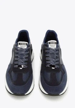 Męskie sneakersy skórzane z motywem w jodełkę niebiesko-czerwone>WITTCHEN Hot