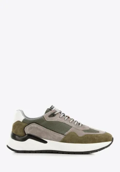 Męskie sneakersy skórzane z zamszowymi wstawkami zielono-szare>WITTCHEN Hot