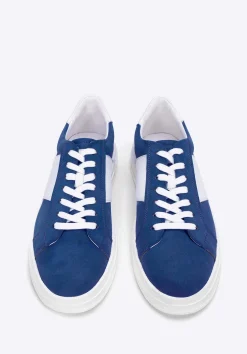 Męskie sneakersy z kontrastową podeszwą granatowe><noscript><img width=