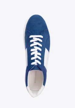 Męskie sneakersy z kontrastową podeszwą granatowe><noscript><img width=