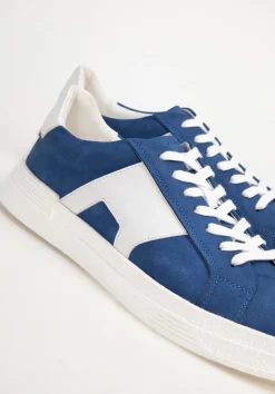 Męskie sneakersy z kontrastową podeszwą granatowe><noscript><img width=