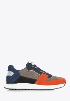Męskie sneakersy z odblaskową wstawką szaro-pomarańczowe>WITTCHEN Fashion