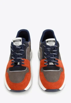 Męskie sneakersy z odblaskową wstawką szaro-pomarańczowe>WITTCHEN Fashion