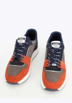 Męskie sneakersy z odblaskową wstawką szaro-pomarańczowe><noscript><img width=
