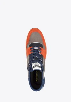 Męskie sneakersy z odblaskową wstawką szaro-pomarańczowe><noscript><img width=