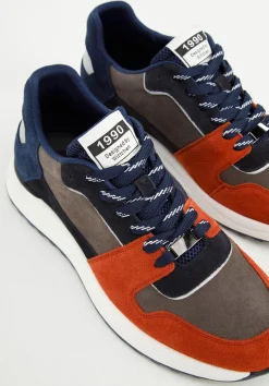 Męskie sneakersy z odblaskową wstawką szaro-pomarańczowe><noscript><img width=