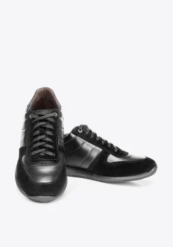 Męskie sneakersy z różnych skór czarne><noscript><img width=