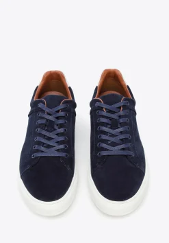 Męskie sneakersy zamszowe na grubej podeszwie granatowe>WITTCHEN Online