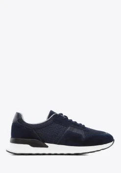 Męskie sneakersy zamszowe z elastycznymi wstawkami granatowe>WITTCHEN New