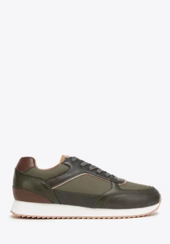 Męskie sneakersy ze skóry ekologicznej ze wstawkami zielone>WITTCHEN Hot