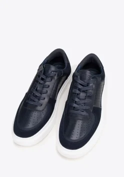 Męskie sneakersy ze skóry granatowe>WITTCHEN Online