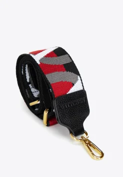 Pasek do torebki z wyszywanym logo producenta czarno - czerwony>WITTCHEN Fashion
