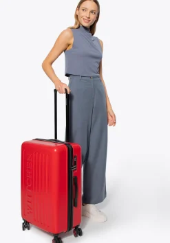 Średnia walizka z ABS-u z tłoczonym logo czerwona>WITTCHEN Fashion