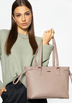 Shopperka z ozdobnymi ściągaczami beżowa>WITTCHEN Best