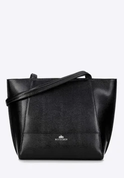 Shopperka ze skóry lizard z przeszyciami czarno - srebrna>WITTCHEN Discount