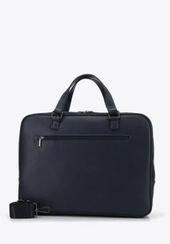 Torba na laptopa 15,6” z ekoskóry o dwóch fakturach dwukomorowa granatowa>WITTCHEN Best